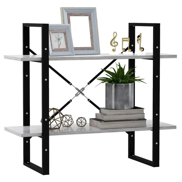 vidaXL 2-poziomowy regał na książki, szarość betonu, 80x30x70 cm