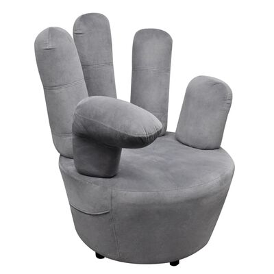 vidaXL Fotel w kształcie dłoni, szary, aksamit