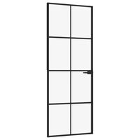 vidaXL Drzwi wewnętrzne, czarne, 76x201,5 cm, szkło i aluminium