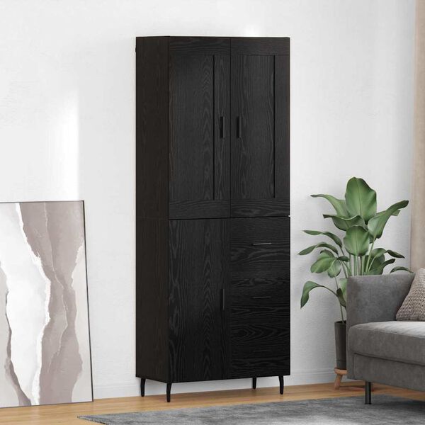 vidaXL Highboard z szufladą 2 pcs Czarny Dąb Materiał drewnopochodny