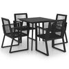 vidaXL 5-cz. zestaw mebli ogrodowych, rattan PVC, czarny