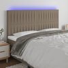 vidaXL Zagł&oacute;wek do ł&oacute;żka z LED, taupe, 180x5x118/128 cm, tkanina
