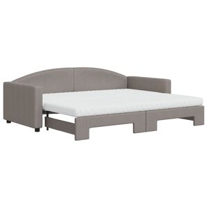 vidaXL Sofa rozsuwana z materacami, kolor taupe, 90x200 cm, tkanina