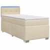 vidaXL Ł&oacute;żko Box Spring z materacem i LED kremowy 80 x 200 cm tkanina