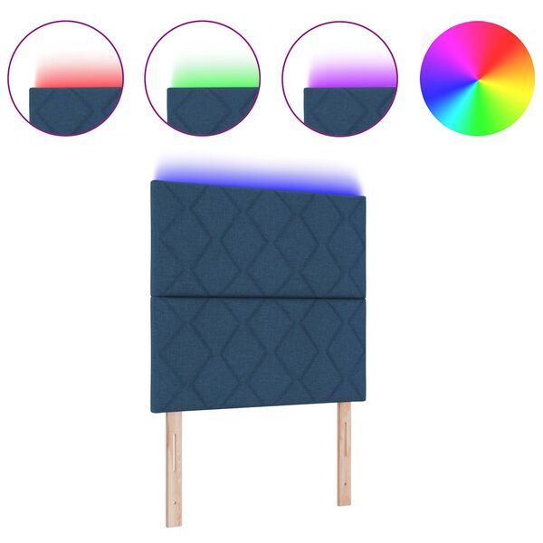 vidaXL Zagł&oacute;wek Ze LED Lights Z zagł&oacute;wkiem Niebieski 100 cm tkanina