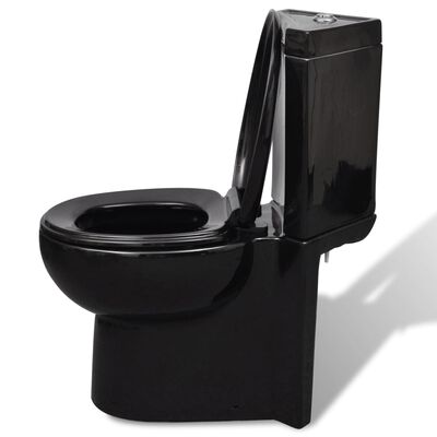 vidaXL Toaleta narożna, ceramiczna, czarna