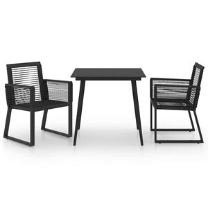 vidaXL 3-cz. zestaw mebli ogrodowych, rattan PVC, czarny
