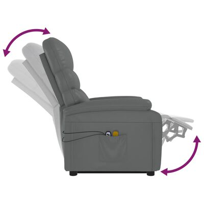 vidaXL Podnoszony fotel masujący, antracytowy, obity sztuczną skórą
