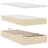 vidaXL Rama ł&oacute;żka otomana z materacem, kremowa, 90x190 cm, tkanina