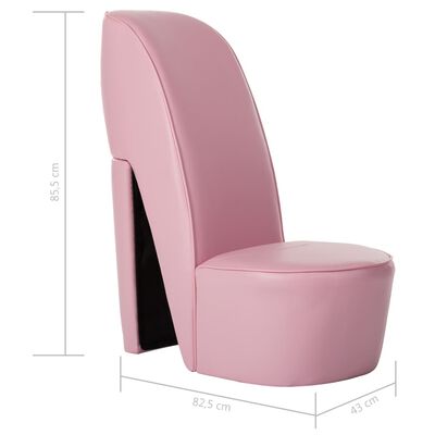 vidaXL Fotel w kształcie buta na obcasie, różowy, sztuczna skóra