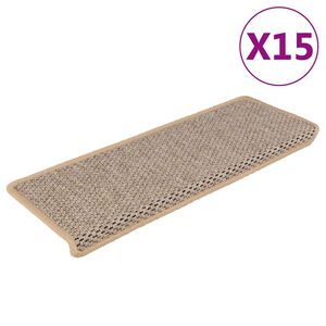 vidaXL Samoprzylepne nakładki na schody, 15 szt., 65x21x4 cm, beżowe