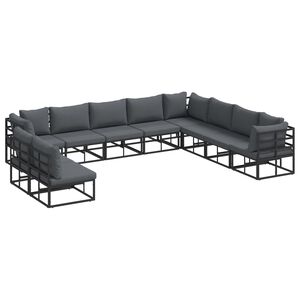 vidaXL Zestaw Sof na Ogr&oacute;d 10 szt. Czarny Aluminium