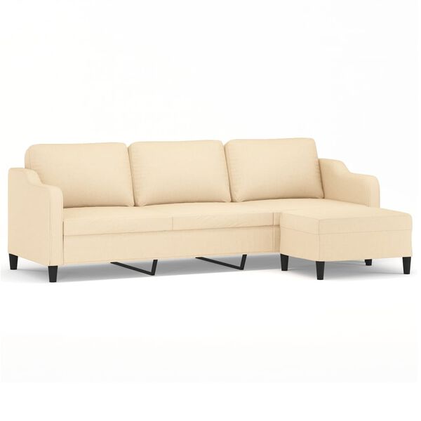 vidaXL 3-osobowa sofa z podn&oacute;żkiem, kremowa, 210 cm, tkaniną