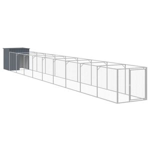 vidaXL Buda dla psa, z wybiegiem, antracytowa, 110x1017x110 cm, stal