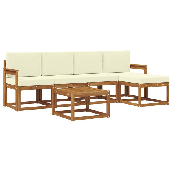 vidaXL Zestaw sof na zewnątrz z poduszką 6 pcs Naturalny i Kremowy