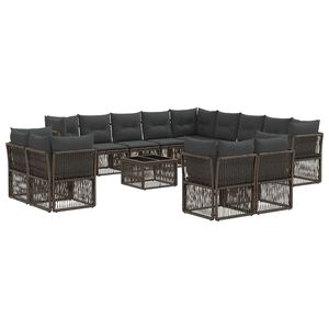 vidaXL Zestaw Sof na Ogr&oacute;d 14 pcs Szary polirattan