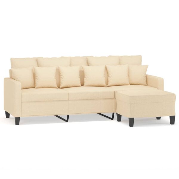 vidaXL Sofa 3-osobowa, kremowa, 180 cm, tapicerowana tkaniną