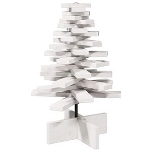 vidaXL Drewniana choinka do udekorowania, biała, 60 cm, sosnowa