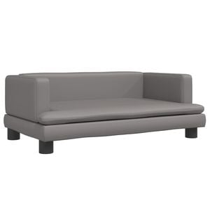 vidaXL Sofa dla dzieci, szara, 80x45x30 cm, sztuczna sk&oacute;ra
