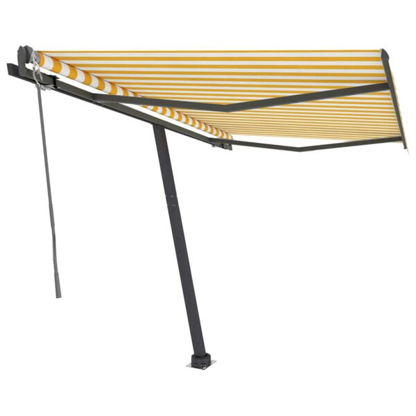 vidaXL Wolnostojąca, automatyczna markiza, 350x250 cm, ż&oacute;łto-biała
