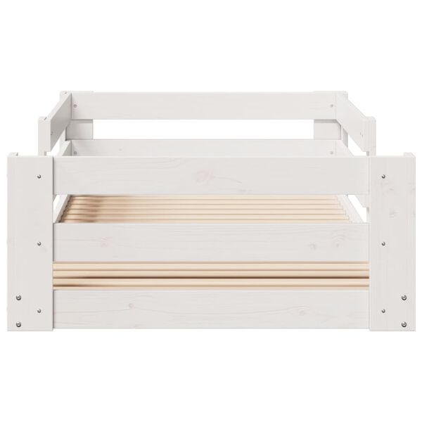 vidaXL Rama ł&oacute;żka bez materaca, biała, 90x200 cm, lite drewno sosnowe