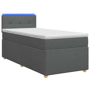 vidaXL Ł&oacute;żko Box Spring z materacem i LED ciemnoszary 90 x 190 cm