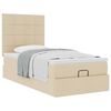 vidaXL Rama ł&oacute;żka otomana z materacem, kremowa, 80x200 cm, tkanina