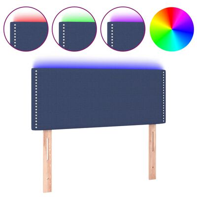 vidaXL Zagłówek do łóżka z LED, niebieski, 100x5x78/88 cm, tkanina