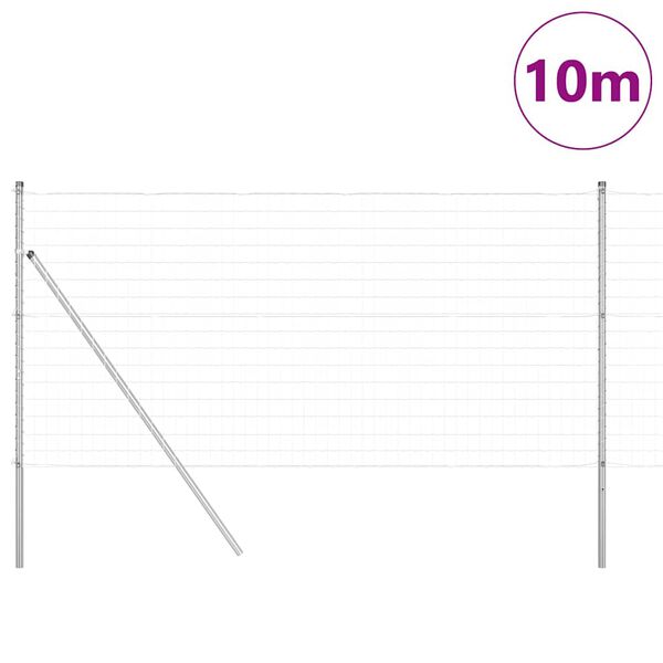 vidaXL Ogrodzenie z słupkiem Srebrny 1,2 x 10 m Stal i PVC