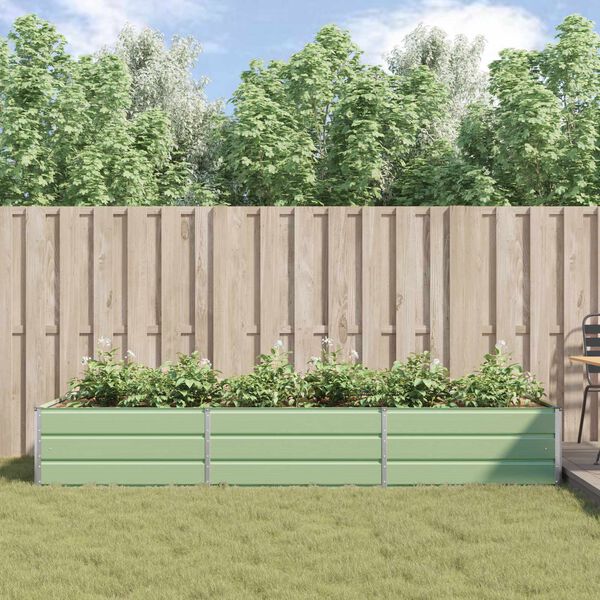 vidaXL Donica Pastelowa Zieleń 195 x 100 x 45 cm Stal Galwanizowana