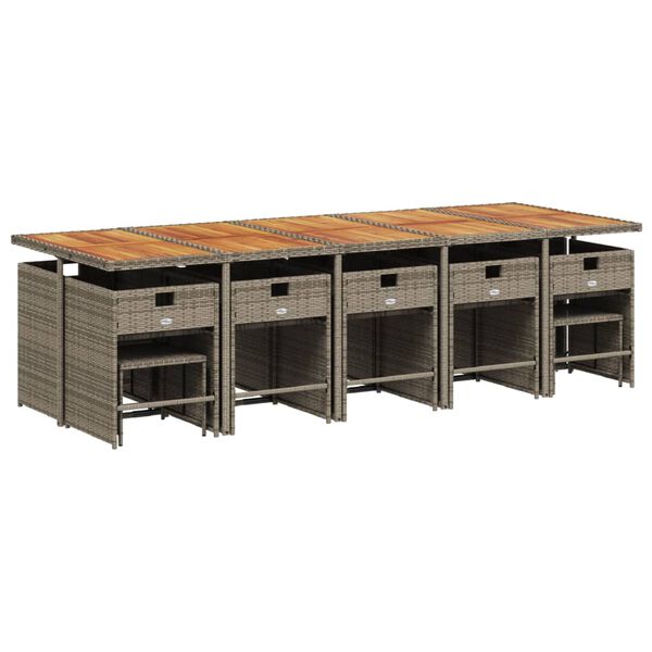 vidaXL 15-cz. zestaw mebli ogrodowych z poduszkami, szary, rattan PE