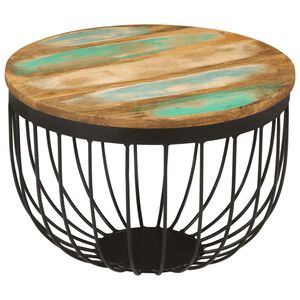 vidaXL Stolik kawowy, 50x35 cm, lite drewno z odzysku i stal