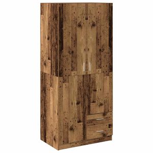 vidaXL Szafa, stare drewno, 80x52x180 cm, materiał drewnopochodny