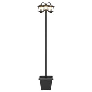 vidaXL Lampion z trzema głowami z doniczką Czarny 32 x 32 x 188 cm
