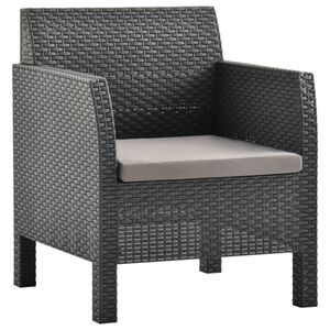 vidaXL Krzesło ogrodowe z poduszką antracytowe 63x65x76 cm PP Rattan