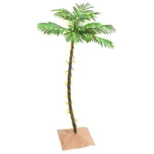 vidaXL Palma z oświetleniem, 72 ciepłe białe LED, 120 cm