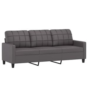 vidaXL 3-osobowa sofa, szara, 180 cm, sztuczna sk&oacute;ra
