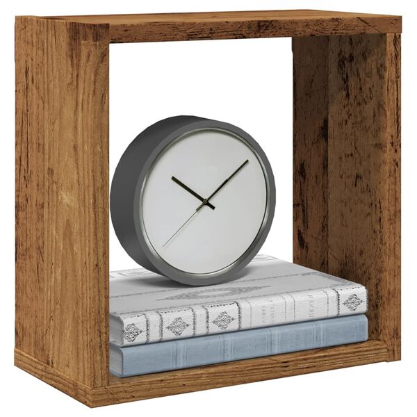 vidaXL P&oacute;łki ścienne kostki, 2 szt., kolor starego drewna, 30x15x30 cm