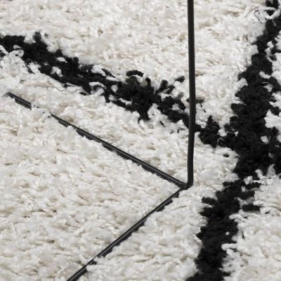 vidaXL Dywan shaggy z wysokim runem, kremowo-czarny, 60x110 cm