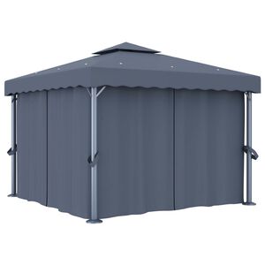 vidaXL Altana ogrodowa z zasłonami, 3 x 3 m, antracytowa, aluminium