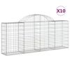 vidaXL Kosze gabionowe, 10 szt, 200x30x80/100 cm, galwanizowane żelazo