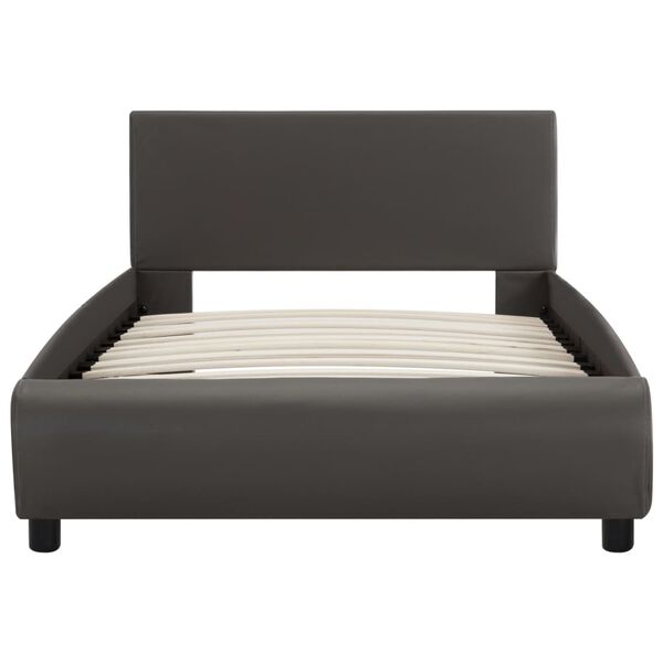 vidaXL Rama ł&oacute;żka z LED, szara, sztuczna sk&oacute;ra, 100 x 200 cm