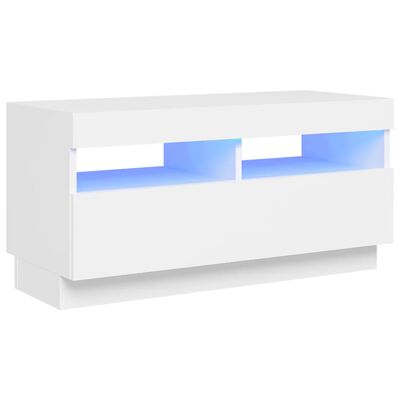 vidaXL Szafka pod TV z oświetleniem LED, biała, 80x35x40 cm