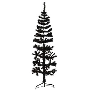 vidaXL Smukła choinka poł&oacute;wka ze stojakiem, sztuczna, czarna, 120 cm