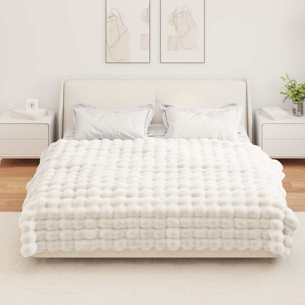 vidaXL Koc z futra sztucznego kr&oacute;lika Olite 4 pcs Biały 150 x 220 cm