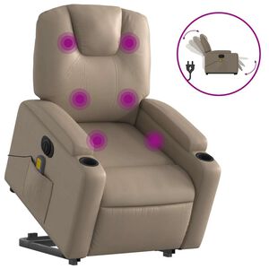 vidaXL Rozkładany fotel pionizujący z masażem, elektryczny, cappuccino