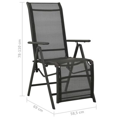vidaXL Rozkładane krzesła ogrodowe, 2 szt., textilene i aluminium