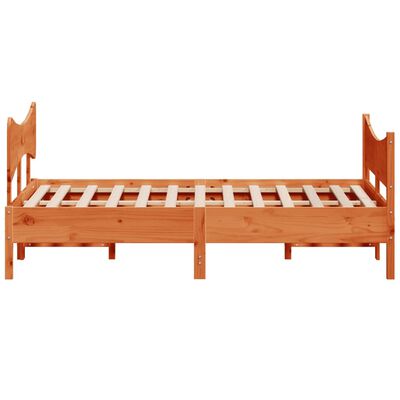vidaXL Rama łóżka z wezgłowiem, woskowy brąz, 140x190 cm, sosnowa