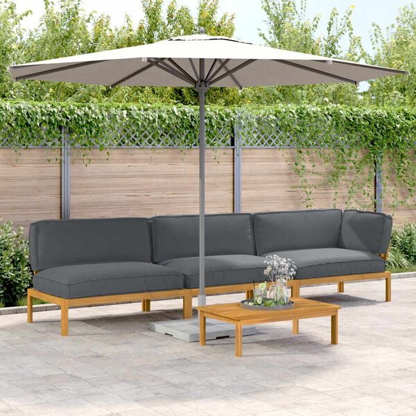 vidaXL Zestaw Sof z poduszką Gładki 4 pcs Antracyt Lite Drewno Akacji