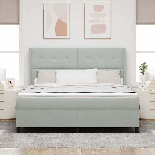 vidaXL Ł&oacute;żko sprężynowe z materacem Jasnoszary 180 x 200 cm Aksamit